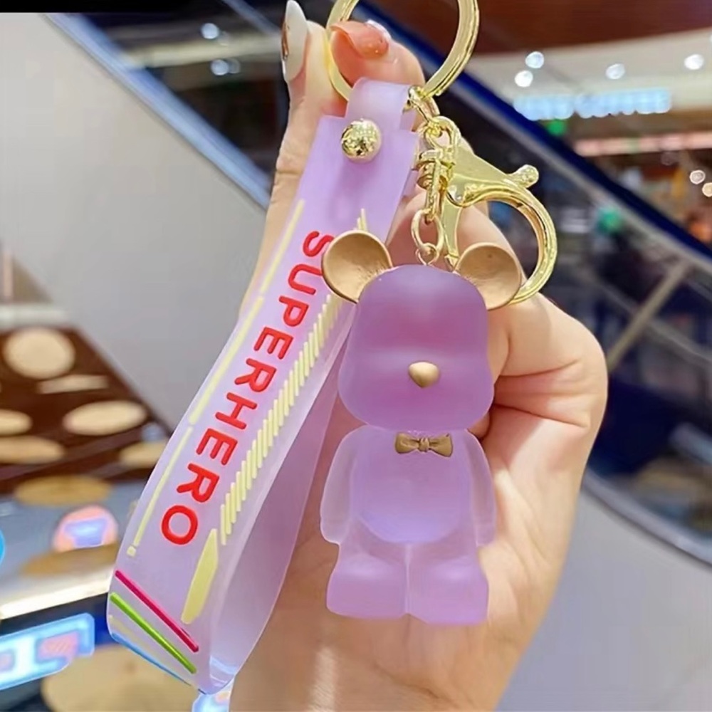 Bear Acrylic Transparent Keychain…Color: Purple